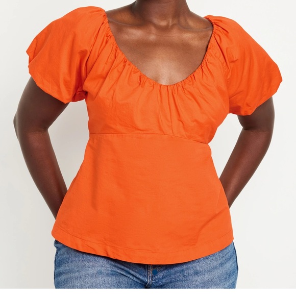 NWT OLD NAVY Waist-Defined V-Neck  Top Color: Warm Sunset - Picture 5 of 9